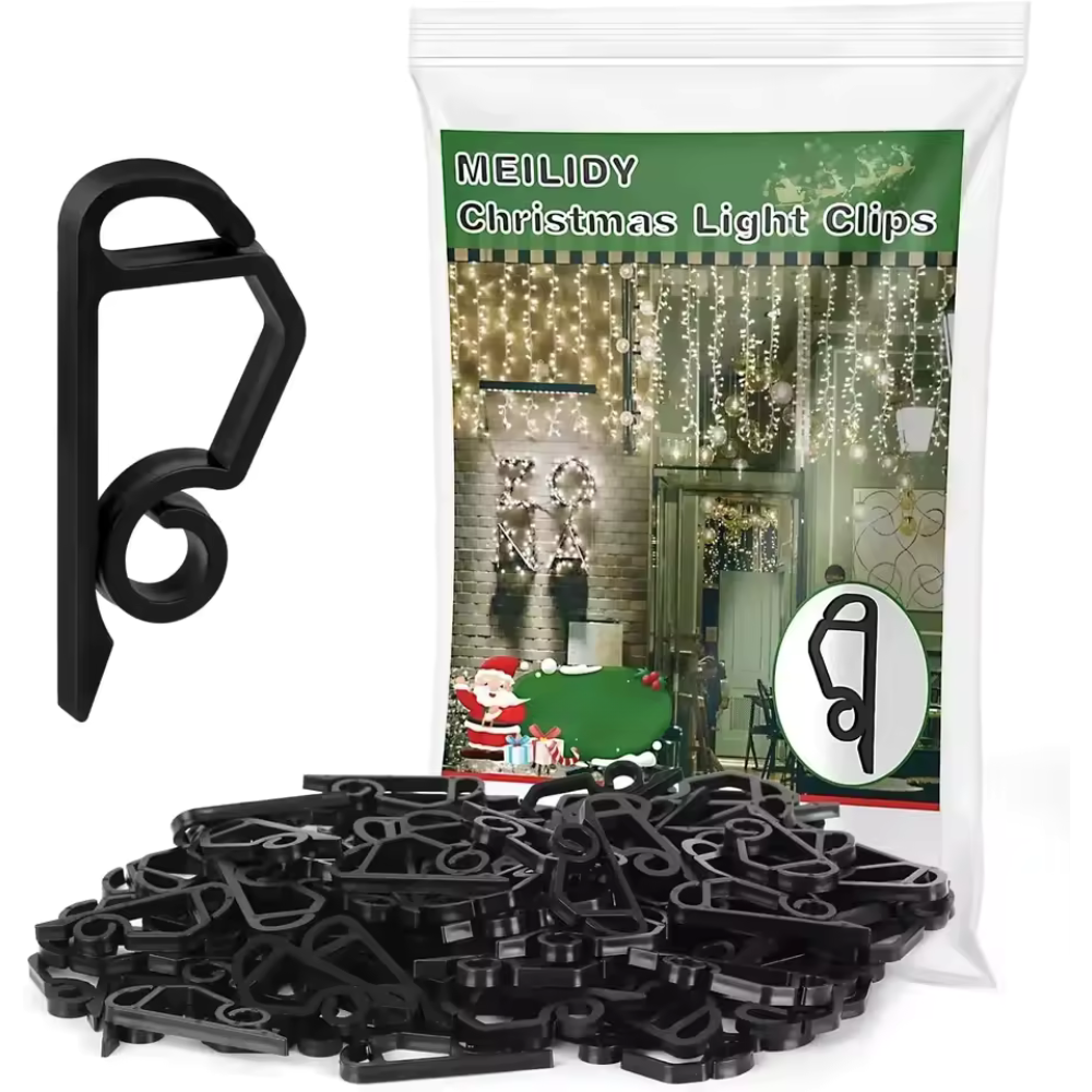 Outdoor Gutter Clips for String Lights – Holiday Light Hooks & Wire Holders for Christmas & Halloween Decorations