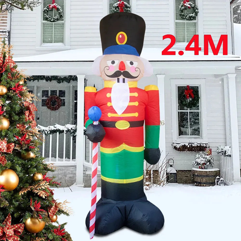 2.4M LED Inflatable Nutcracker Soldier – Outdoor & Indoor Christmas Yard Decoration | Light-Up Holiday Decor