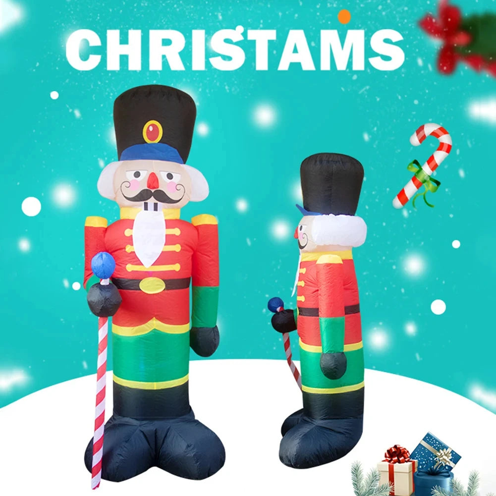 2.4M LED Inflatable Nutcracker Soldier – Outdoor & Indoor Christmas Yard Decoration | Light-Up Holiday Decor