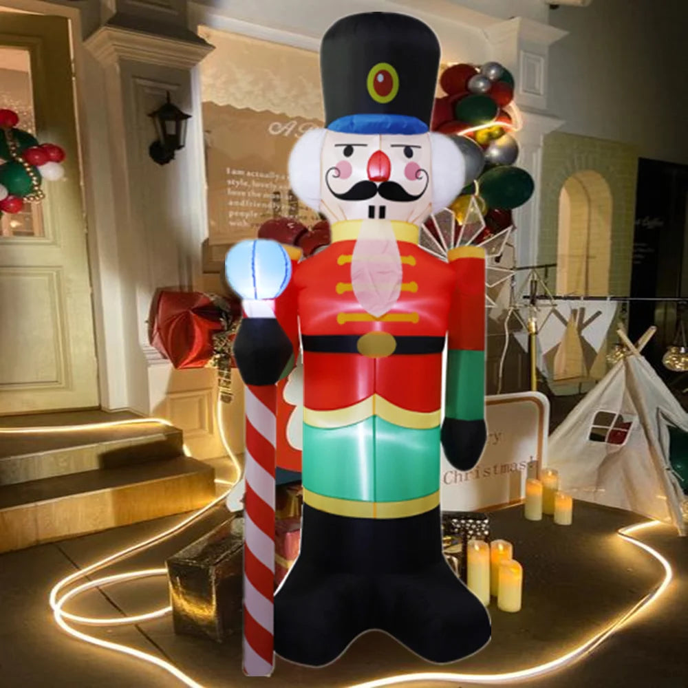 2.4M LED Inflatable Nutcracker Soldier – Outdoor & Indoor Christmas Yard Decoration | Light-Up Holiday Decor