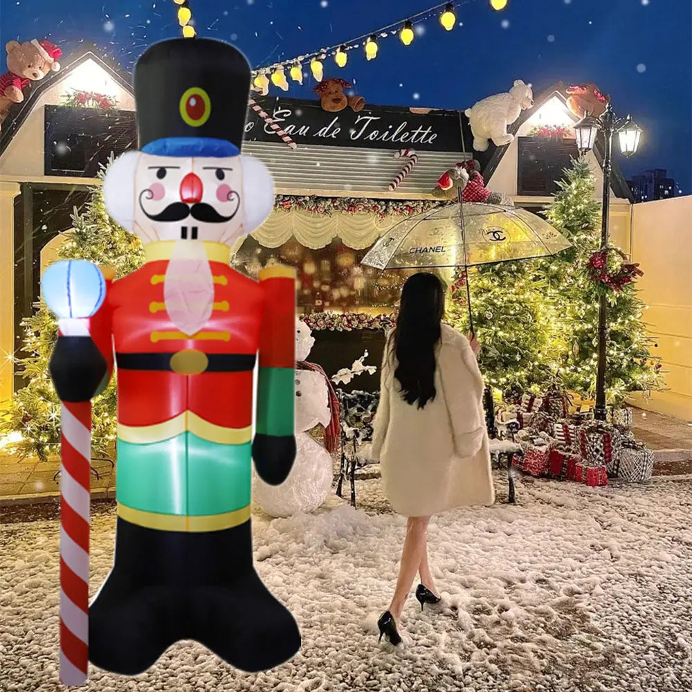 2.4M LED Inflatable Nutcracker Soldier – Outdoor & Indoor Christmas Yard Decoration | Light-Up Holiday Decor