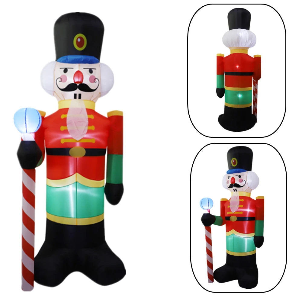 2.4M LED Inflatable Nutcracker Soldier – Outdoor & Indoor Christmas Yard Decoration | Light-Up Holiday Decor