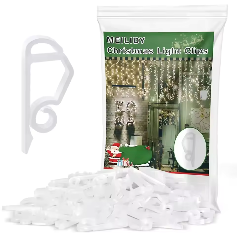 Outdoor Gutter Clips for String Lights – Holiday Light Hooks & Wire Holders for Christmas & Halloween Decorations