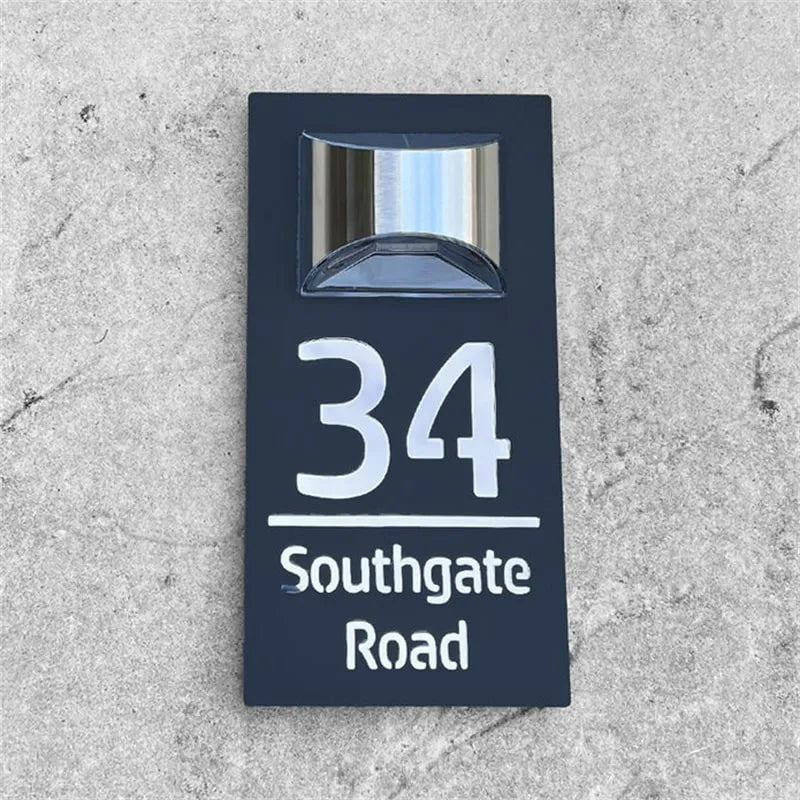 Personalised LED Solar House Number Sign Engraved