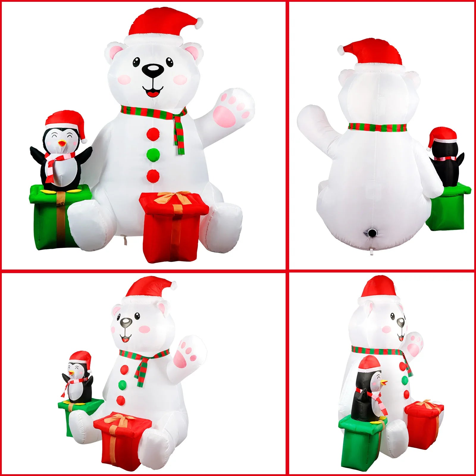 6FT Inflatable Polar Bear with Penguin – Outdoor Christmas Decoration with LED Lights for Yard & Garden