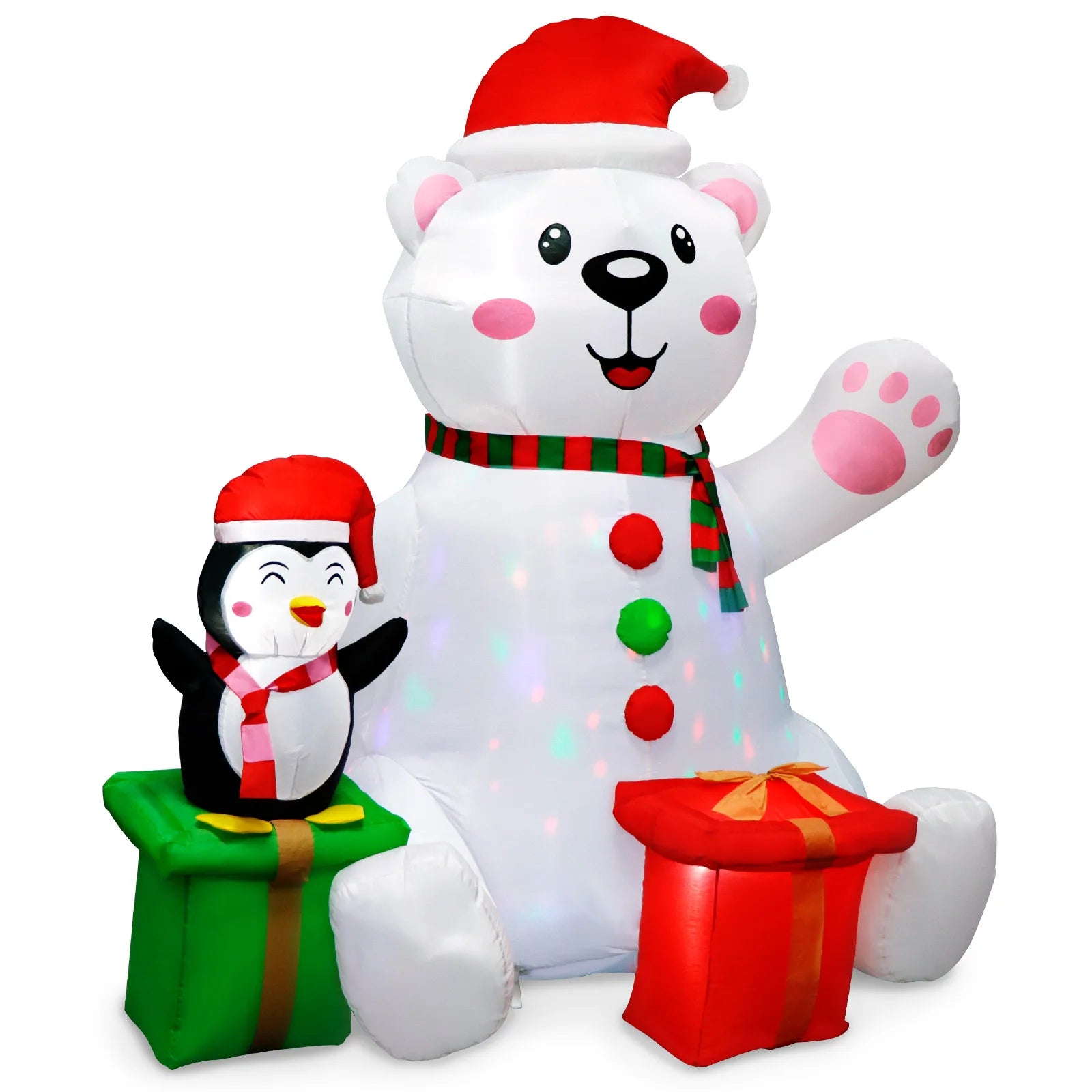 6FT Inflatable Polar Bear with Penguin – Outdoor Christmas Decoration with LED Lights for Yard & Garden