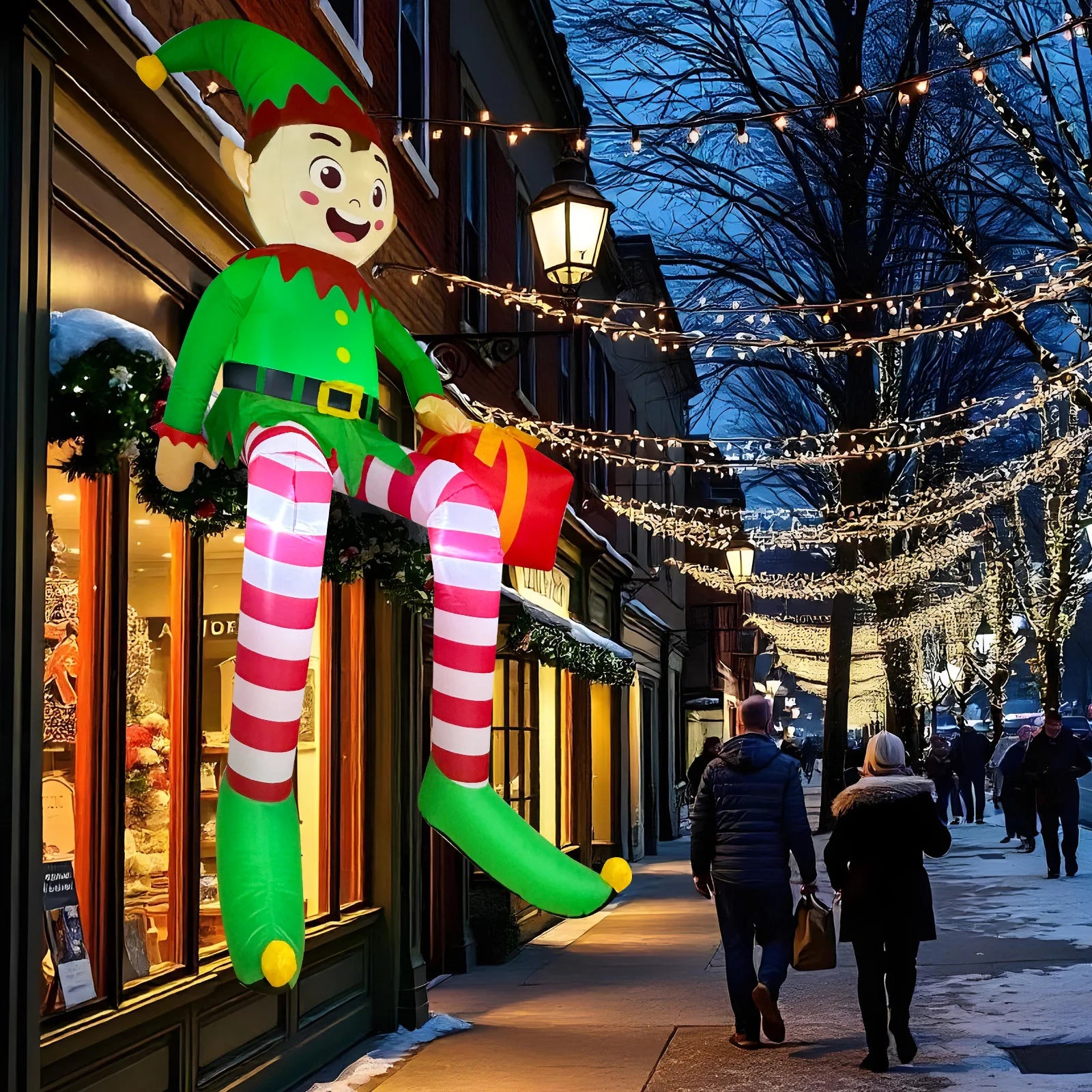 8FT Inflatable Christmas Elf – Outdoor Holiday Yard Decoration with Built-In LED Lights