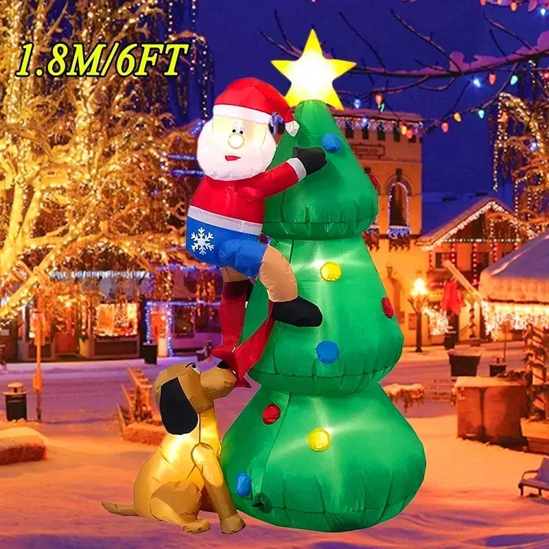 1.8M Inflatable Santa Claus Backpack Decoration with LED Lights – Christmas Holiday Indoor & Outdoor Decor