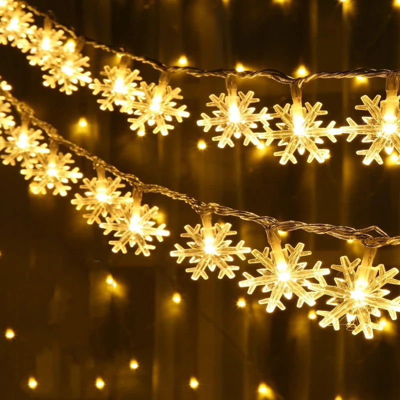 Snowflake LED Fairy Lights – USB/Battery, Indoor & Outdoor Christmas Decor