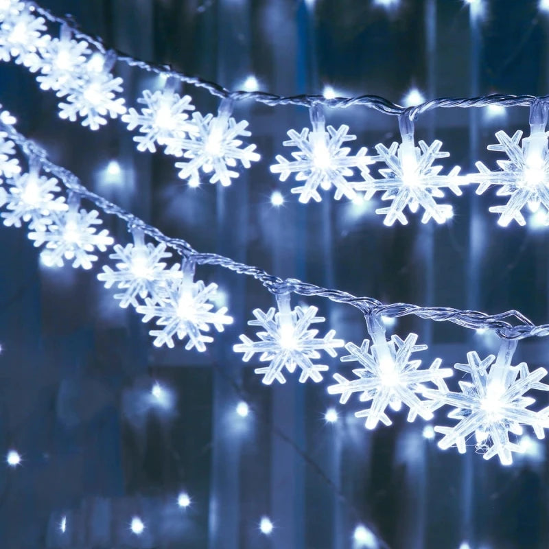 Snowflake LED Fairy Lights – USB/Battery, Indoor & Outdoor Christmas Decor