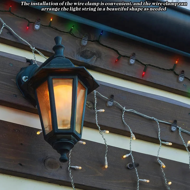 Weatherproof Outdoor Light Clips – LED Fairy Light Hooks for Garden, Christmas & Party Decor