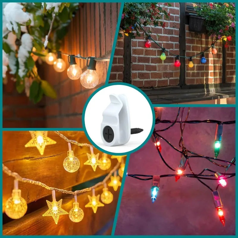 Weatherproof Outdoor Light Clips – LED Fairy Light Hooks for Garden, Christmas & Party Decor
