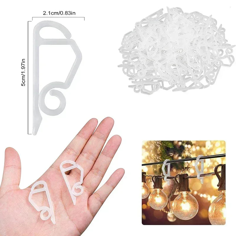 Outdoor Gutter Clips for String Lights – Holiday Light Hooks & Wire Holders for Christmas & Halloween Decorations