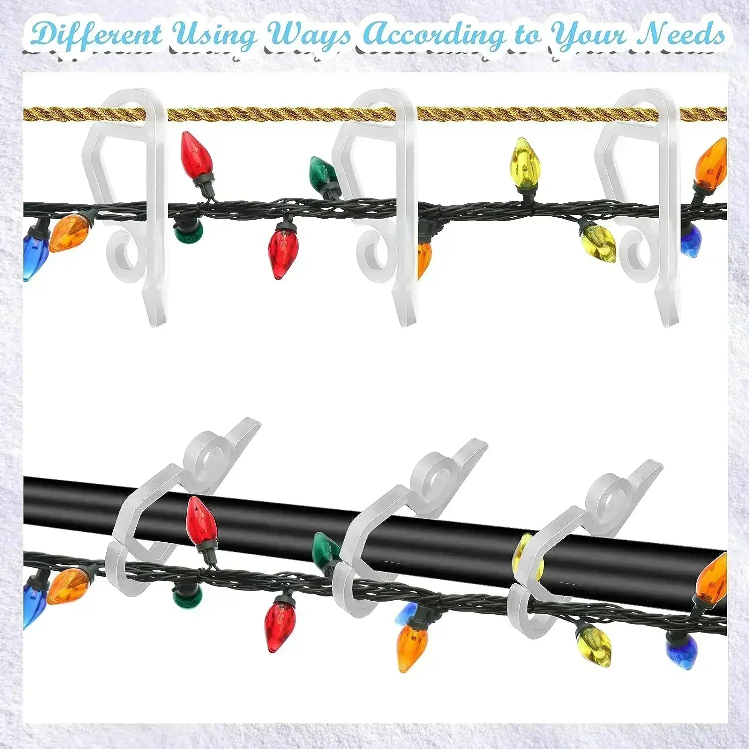 Outdoor Gutter Clips for String Lights – Holiday Light Hooks & Wire Holders for Christmas & Halloween Decorations