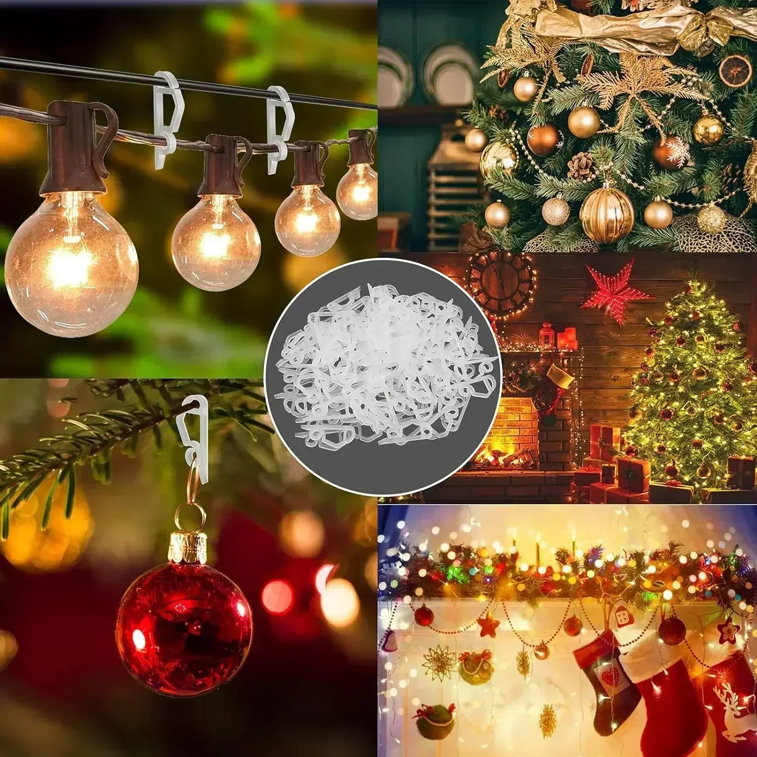 Outdoor Gutter Clips for String Lights – Holiday Light Hooks & Wire Holders for Christmas & Halloween Decorations