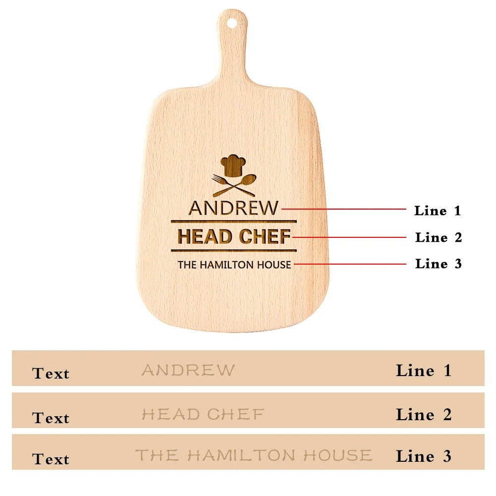 Head Chef Personalized Cutting Board – Custom Name Kitchen Gift